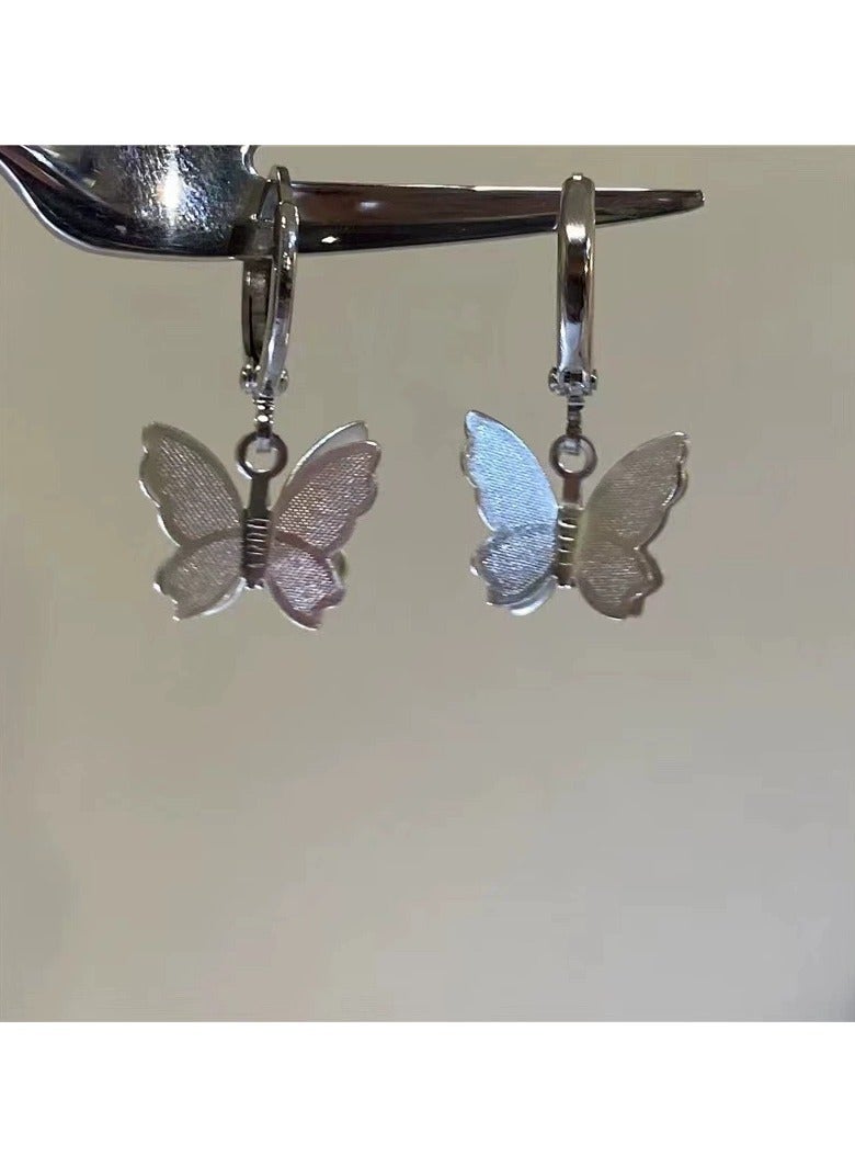 Goolsky Sweet & Edgy Silver Butterfly Ear Cuffs – Small 3D Design, Non-Pierced Clip-On Earrings for Girls  - Image 1