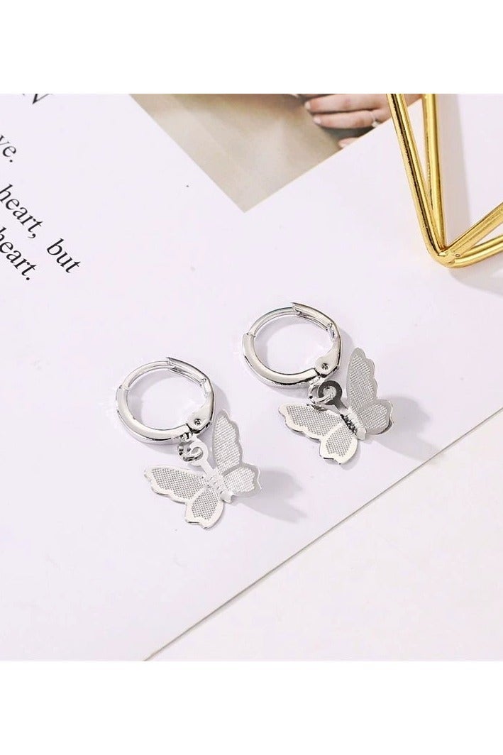 Goolsky Sweet & Edgy Silver Butterfly Ear Cuffs – Small 3D Design, Non-Pierced Clip-On Earrings for Girls  - Image 4