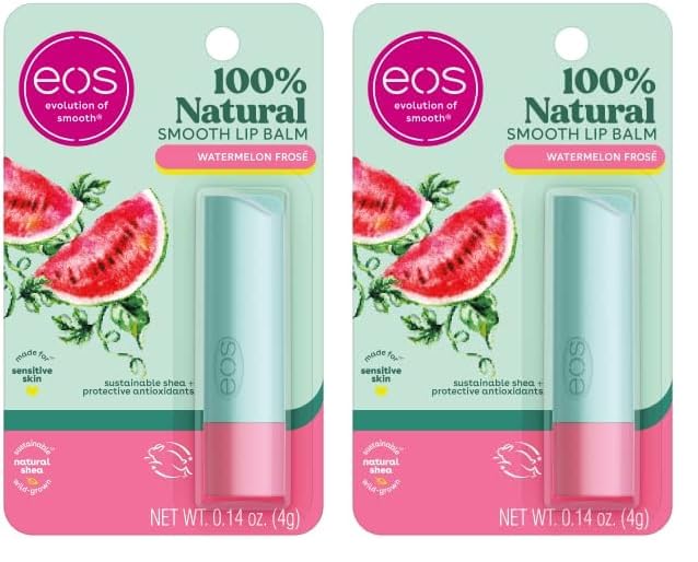 eos 100 Natural Lip Balm Watermelon Fros Dermatologist Recommended for Sensitive Skin AllDay Moisture Lip Care 014 oz Pack of 2