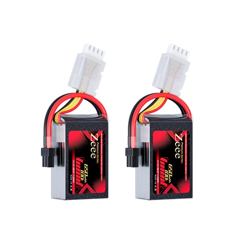 Zeee Zeee Premium Series 3S Lipo Battery 650mAh 11.1V 100C with XT30 Plug for FPV Racing Drone Quadcopter Helicopter Airplane RC Boat RC Car RC Models(2 Pack)  - Image 1