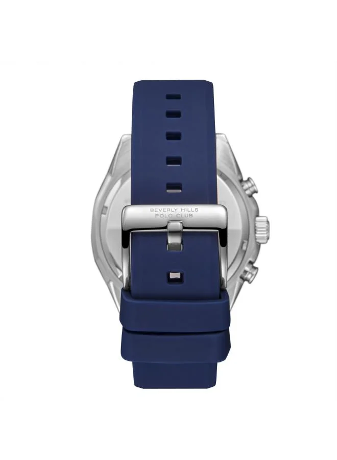 بيفرلي هيلز بولو كلوب BEVERLY HILLS POLO CLUB BP3730X.399 Men's Multi Function Display Watch & Silicone Strap Dark Blue