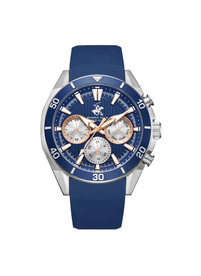 BEVERLY HILLS POLO CLUB BEVERLY HILLS POLO CLUB BP3730X.399 Men's Multi Function Display Watch & Silicone Strap Dark Blue