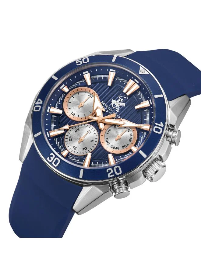 BEVERLY HILLS POLO CLUB BEVERLY HILLS POLO CLUB BP3730X.399 Men's Multi Function Display Watch & Silicone Strap Dark Blue