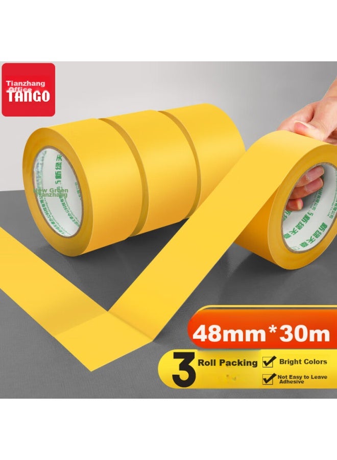 تانجو Tango Warning Tape, Yellow, 48mm*30m*3 Rolls أرضية، منطقة عمل، شريط ترميز تحديد الأرضية، ملصق أرضي مقاوم للماء، شريط تحذير للأرضية، أثر منخفض - Image 4