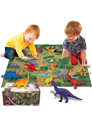 Dinosaur Toys Set, 70 x 80CM Soft Play Mat with 24Pcs Realistic Looking Dinosaurs Including T-Rex, Triceratops, Velociraptor, for Boys Girls Indoor Outdoor Playset to Create a Dino World, G7360 - pzsku/Z470E09F99E504D3303F0Z/45/_/1689067344/1e426e3d-77a6-4155-9ccc-da5c51b5c63b