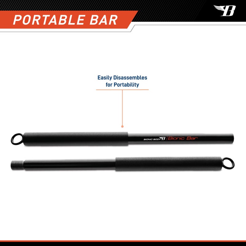 Bionic Body 36 Inches Light Weight Resistance Training Straight Bar â€“ Fits All Resistance Bands/Accessories with Carabiners BBEB-020 - Image 3