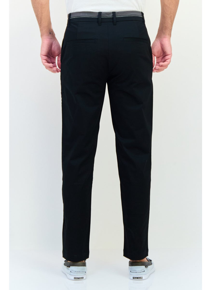 SELECTED Men Regular Fit Solid Chino Pants, Black  - Image 2