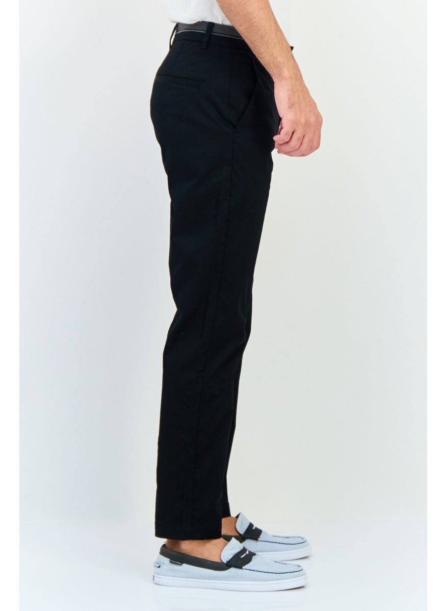 SELECTED Men Regular Fit Solid Chino Pants, Black  - Image 3