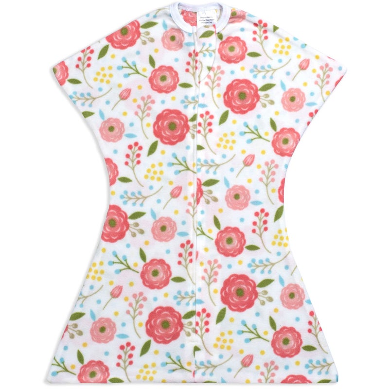 SleepingBaby ZipadeeZip Transition Swaddle Fleece Baby Swaddle Blanket with Zipper Convenience Pretty Poppy Small 48 Month