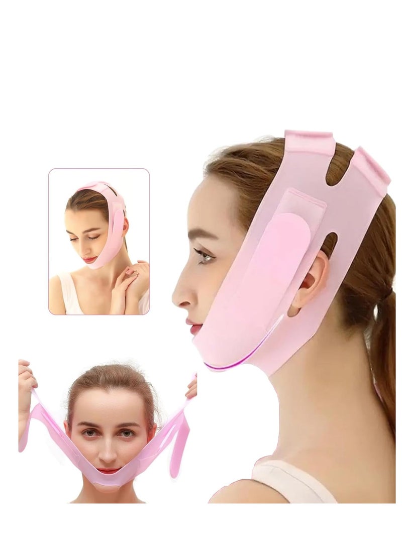 قناع وجه على شكل حرف V من السيليكون - حزام شد الوجه، قناع تنحيف الوجه والخد | حزام رفيع لتنحيف الذقن والذقن المزدوج للنساء والرجال لشد البشرة (قناع على شكل حرف V) - Image 1
