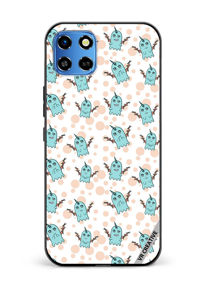 VR CREATIVE Protective Case Cover For Infinix Smart 6 HD White Background, Pattern Cute Blue Monsters, Emotions Stickers Design Multicolour - Image 1