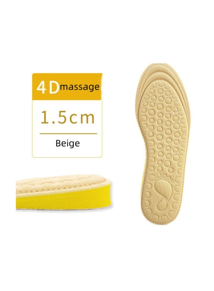 EBMINI New Anti Odor Sweat Absorbing Insole Increased Height Inside 1.5cm 