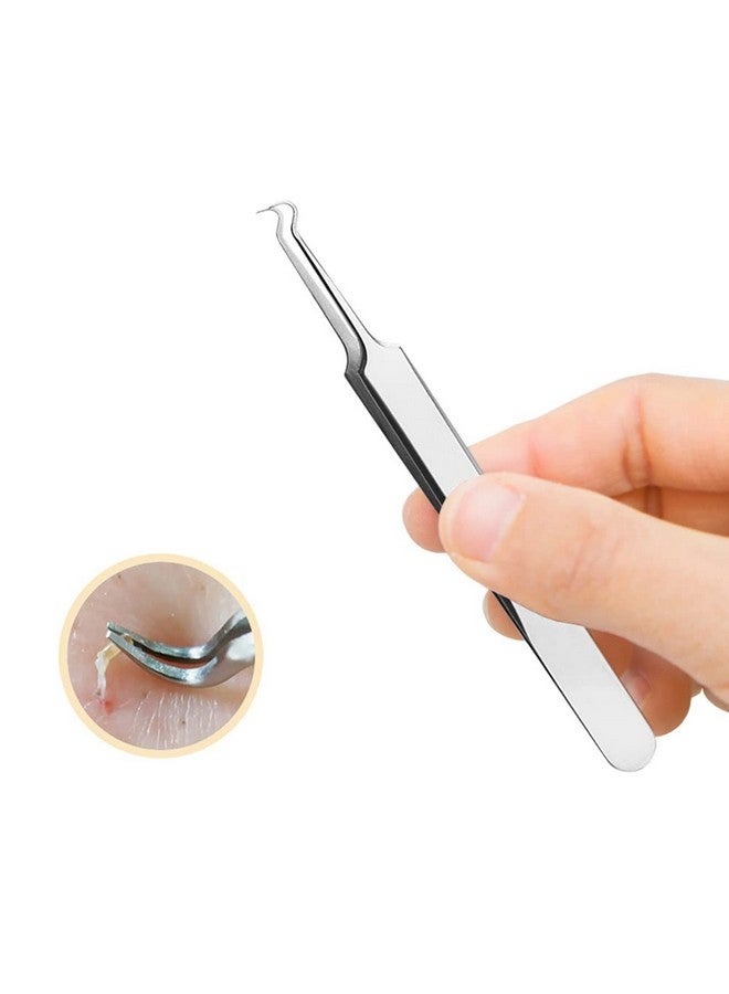 Acne Blemish Blackhead Comedone Stainless Steel Nipper Blemish Extractor Tool For Remove Blackhead Acne Whitehead Pimple Bend Curved Tweezers, Silver