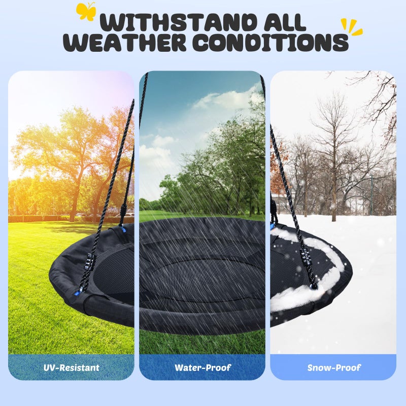 Trekassy 700lb 40 Inch Saucer Tree Swing for Kids Adults Outdoor 900D Oxford Waterproof with 2pcs Tree Hanging Straps, Steel Frame and Adjustable Ropes Black - Image 2