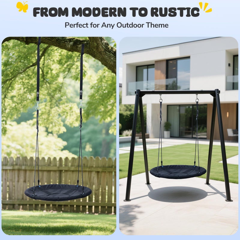 Trekassy 700lb 40 Inch Saucer Tree Swing for Kids Adults Outdoor 900D Oxford Waterproof with 2pcs Tree Hanging Straps, Steel Frame and Adjustable Ropes Black - Image 4