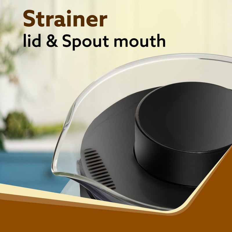 AGARO Elite Glass Carafe with Strainer Lid, 1200ml, Glass Kettle, Borosilicate Glass, Microwave Safe, Low Flame Proof, Transparent. - Image 4