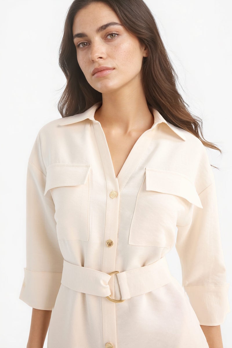 DeFacto Beige Woman Regular Fit Sleeveless Dress Casual - Image 5