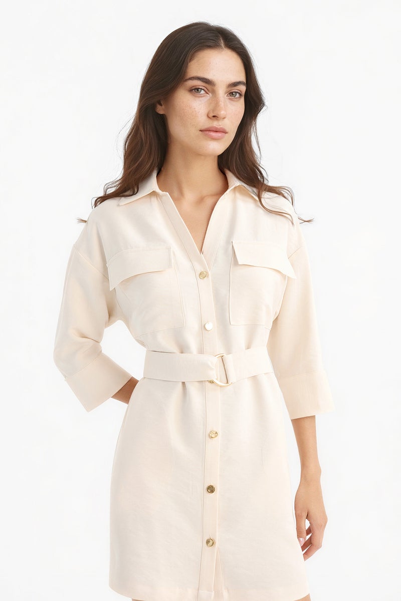 DeFacto Beige Woman Regular Fit Sleeveless Dress Casual - Image 4