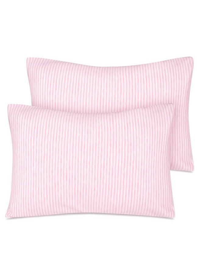 Zenssia Organic Cotton Toddler Pillowcase/Travel Pillowcase Pack of 2 Set 13x18 Inches with Envelope Closure - Soft & Breathable Baby Pillow Case Cover Pink Stripe
