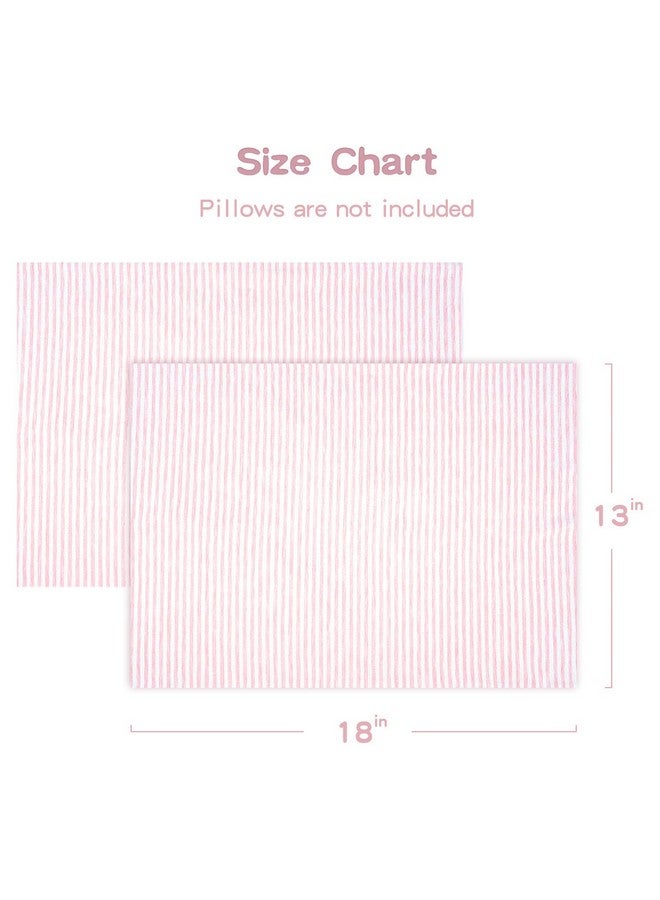 Zenssia Organic Cotton Toddler Pillowcase/Travel Pillowcase Pack of 2 Set 13x18 Inches with Envelope Closure - Soft & Breathable Baby Pillow Case Cover Pink Stripe - Image 4