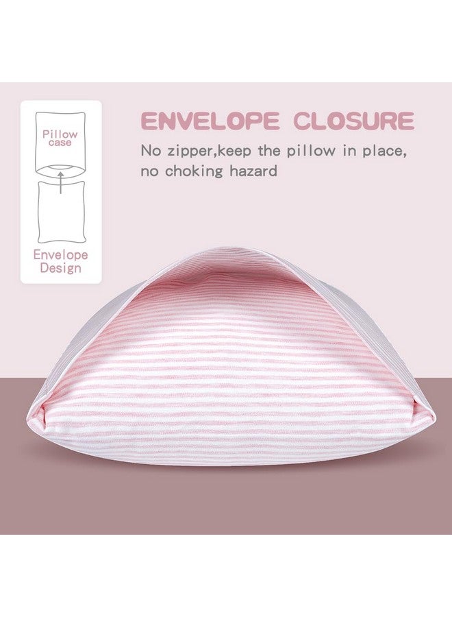 Zenssia Organic Cotton Toddler Pillowcase/Travel Pillowcase Pack of 2 Set 13x18 Inches with Envelope Closure - Soft & Breathable Baby Pillow Case Cover Pink Stripe - Image 3