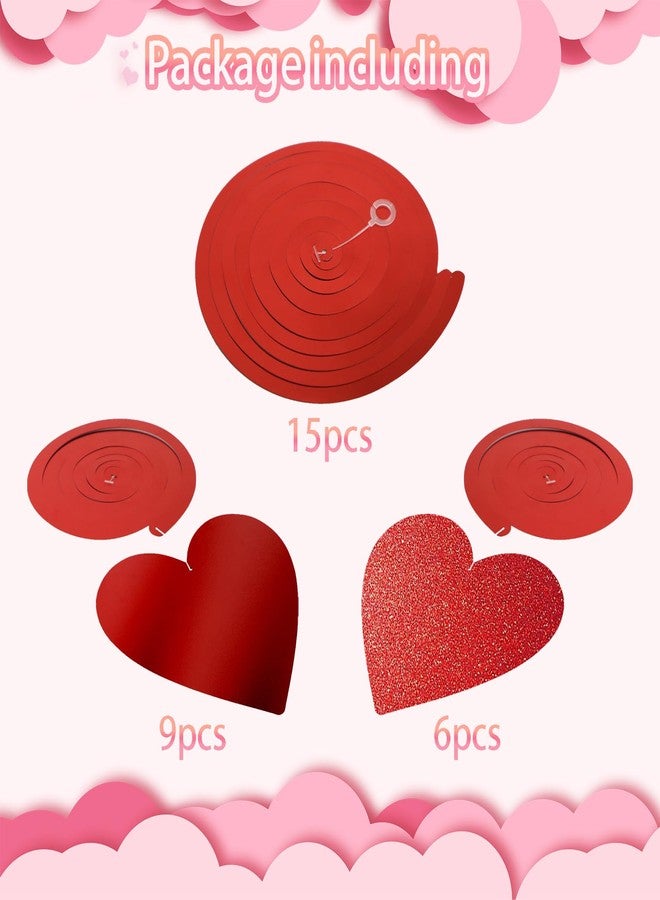 Gvhntk 30 Pcs Valentine's Day Heart Swirl Hanging Decorations Red Hanging Heart Swirl Decorations for Valentine's Day Wedding Bridal Shower Engagement Party Decorations - Image 2