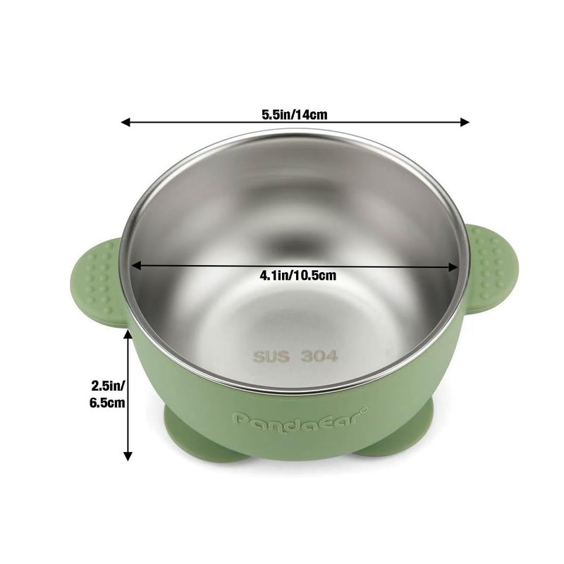 PandaEar 3 Pack Stainless Steel Baby Suction Bowls with Lid, Non-Slip Child Food Bowl with Silicone Sleeve for Kids Toddlers Infants, Unbreakable & Mess Free (Blue Green Brown) - Image 5