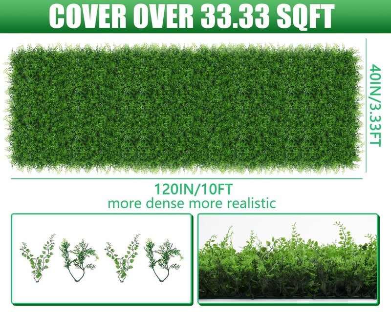 Grooy 40"x120"(33.33 SQFT) Artificial Hedge Grass Wall Roll Panels, Boxwood Panels, Greenery Wall Backdrop, UV Protected Privacy Fence Screen for Outdoor Indoor Wedding DÃ©cor - Image 2
