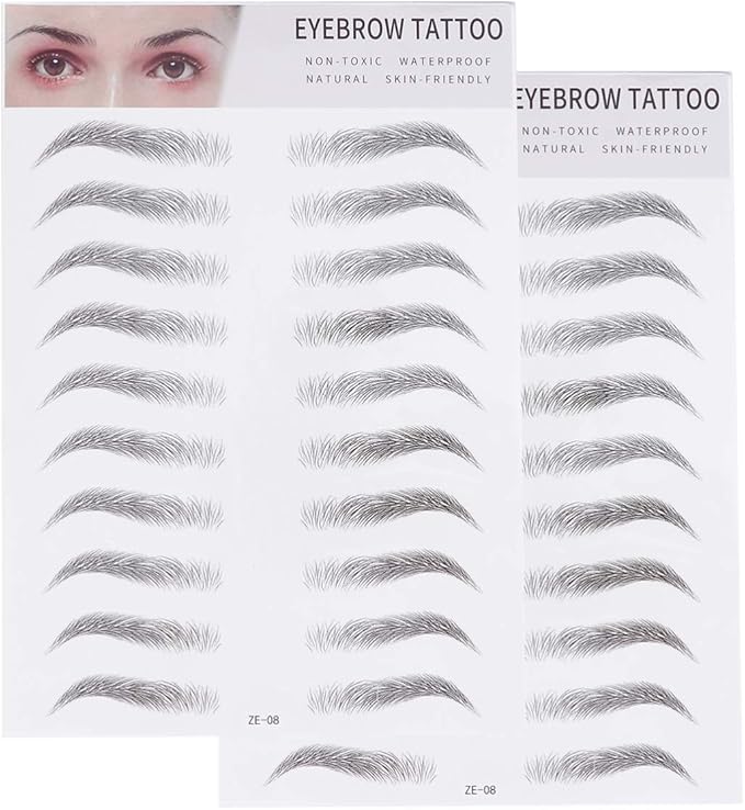 FRCOLOR 2Pcs 3D Eyebrow Transfers Sticker Tattoos Long Lasting HairLike Authentic Eyebrows Shaper Brow Makeup Grooming Shaping Sticker for Woman Man Black - Image 2