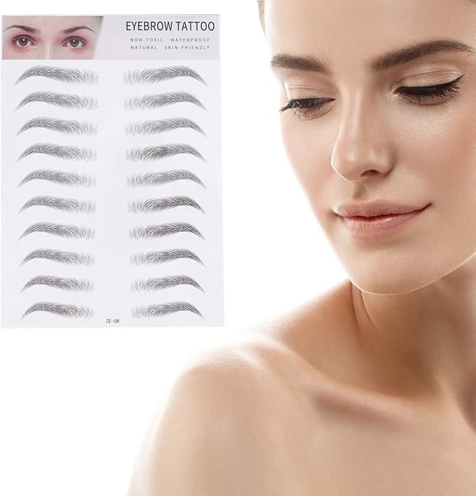 FRCOLOR 2Pcs 3D Eyebrow Transfers Sticker Tattoos Long Lasting HairLike Authentic Eyebrows Shaper Brow Makeup Grooming Shaping Sticker for Woman Man Black - Image 3