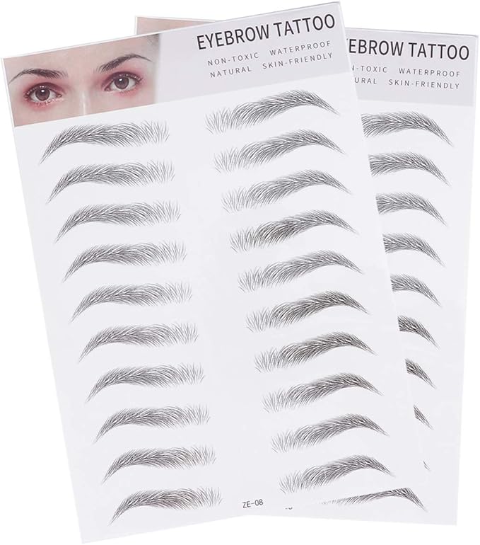 FRCOLOR 2Pcs 3D Eyebrow Transfers Sticker Tattoos Long Lasting HairLike Authentic Eyebrows Shaper Brow Makeup Grooming Shaping Sticker for Woman Man Black - Image 1