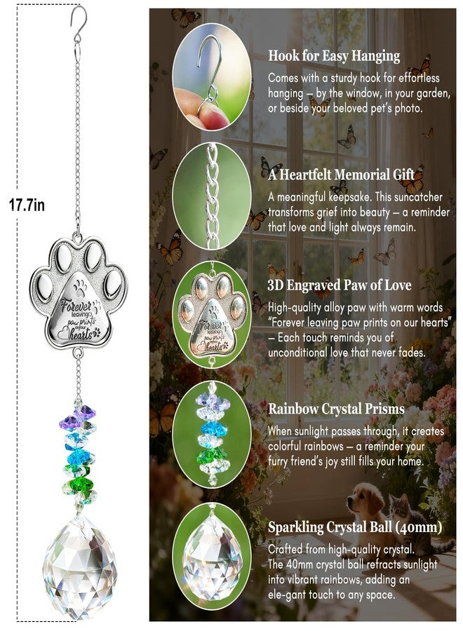 Dog Memorial Gifts for Loss of Dog - Pet Loss Sympathy Gift Keepsake Gifts for Dogs Passing Away - Pet Remembrance Gift Dog Cat Exquisite Paw Print Suncatcher 【Sturdy & No Scratches】 - Image 5