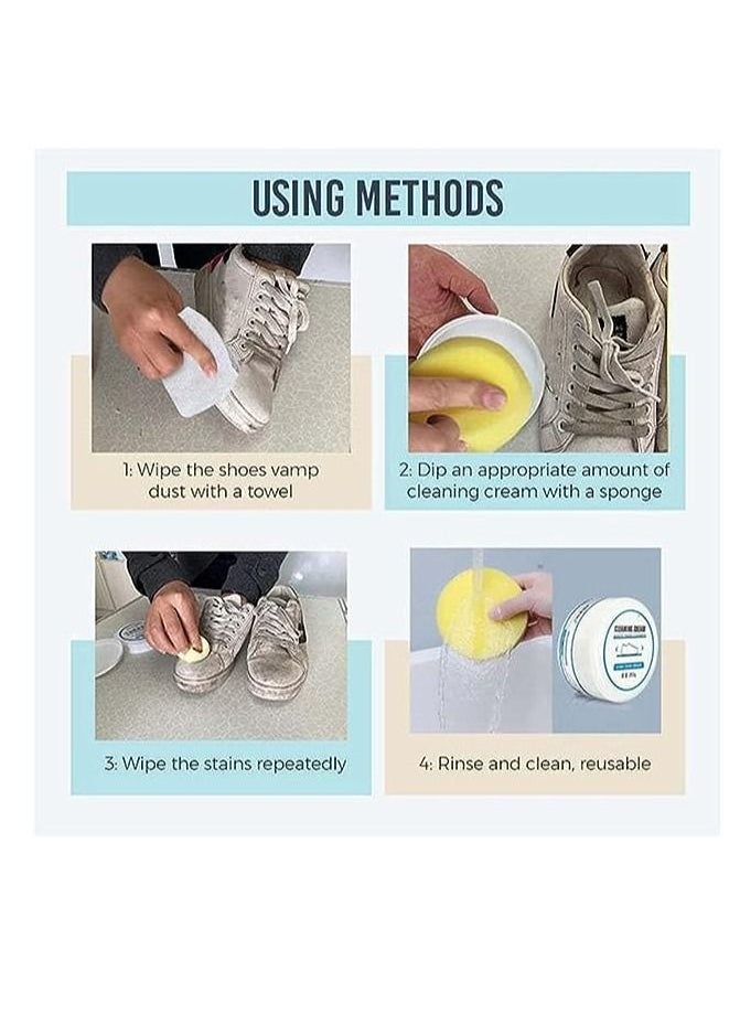 Dubkart - White Shoe Cleaning Cream, Shoes Whitening Cleansing Cream, De-Yellowing and Whitening Cream Shoe, Cream for Shoes Cleaning Sponge - Image 1