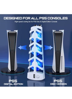 DOBE PS5 Console Cooling Fan with LED Light for Both Disc and Digital Editions White  - Image 3
