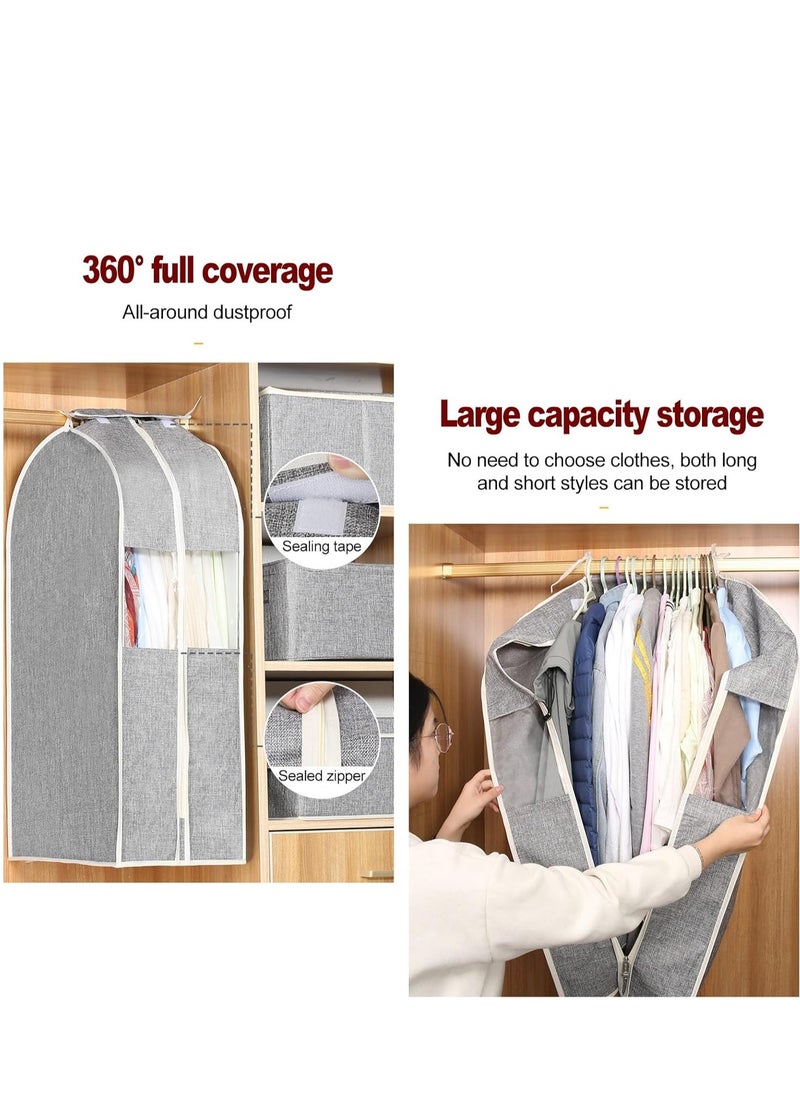 SYOSI Clothes Storage Bags with Zipper, Transparent Window Cotton Garment Bags for Hanging Clothes Storage for Clothes, Coats, Jackets, Shirts (Color : Light Grey#1020, Size : 60x28x105cm)  - Image 3