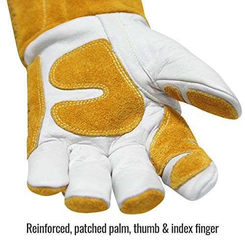 BLACK STALLION Revco GM1611 Top Grain Leather Cowhide MIG Welding Gloves with Reinforced Palm & Thumb & Index Finger, Seamless Forefinger, 5" Cuff for Extra Protection (Medium) - Image 3
