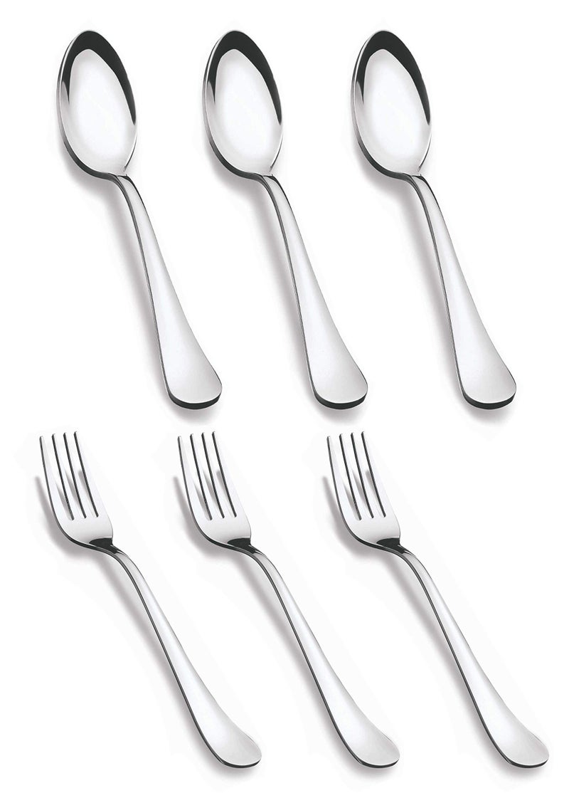 TIARA - Lavish 6 Piece Stainless Steel Dinner Spoon & Fork Set (3 Dinner Spoons, 3 Forks) - Image 1