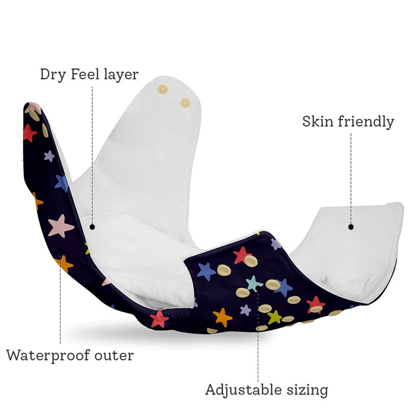 SuperBottoms BASIC Reusable Cloth Diaper for babies 0-3 Years | Freesize Adjustable,Reusable Cloth Diaper for babies | Outer Shell only | (WITHOUT dry feel pad /soaker / insert) (Blue Star) - Image 4