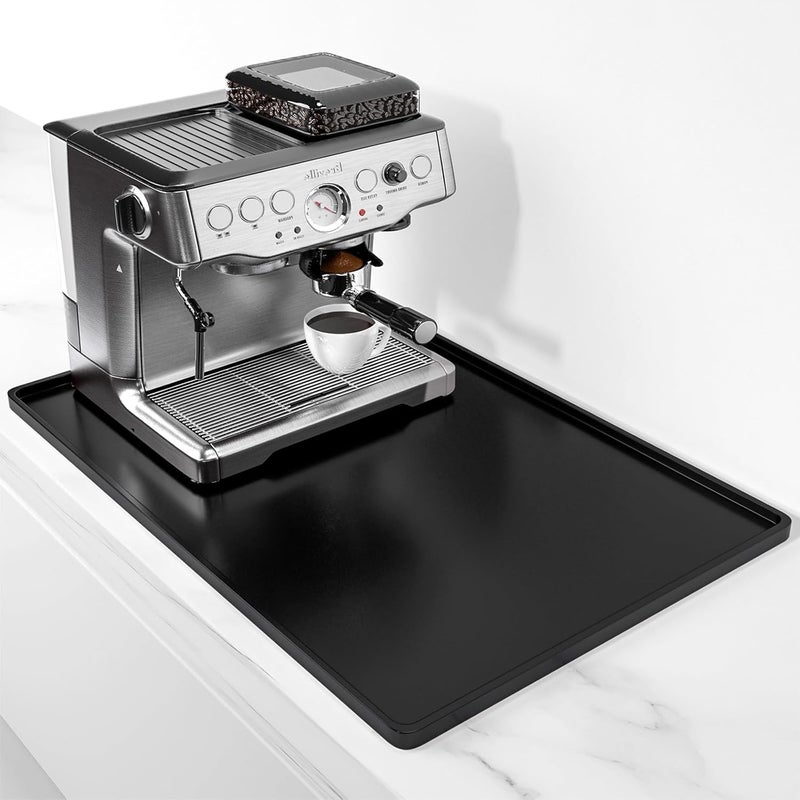 Rnivvi حصيرة قهوة من السيليكون من ، مقاس 16" x 24"، مقاومة للماء وذات حافة مرتفعة، مناسبة لملحقات محطة آلة الإسبريسو، وسادة لتجفيف الأطباق قابلة للفك ومقاومة للحرارة للعمل على طاولة المطبخ، لون أخضر - Image 1