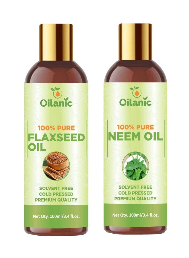 Oilanic 100% Pure & Natural Flaxseed Oil & Neem Oil Combo pack of 2 bottles of 100 ml(200 ml) - Image 2