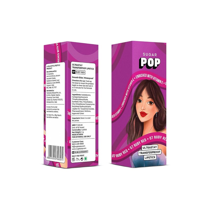 SUGAR POP روج سكر بوب التراستاي المقاوم للنقل فيتامين E 100 مقاوم للنقل 07 أحمر روبي - Image 5