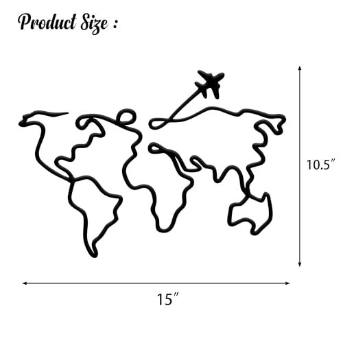 Xedatric World Map Wall Decor Minimalist Metal Art for Travel Lovers Perfect Travel Wall Art and Home Dcor Accent - Image 3