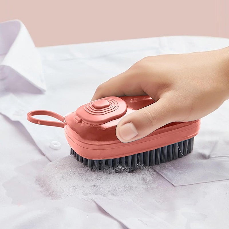 Eotia Soap Dispensing Shoe Cleaning Brush 2 Pack with Handle – Multipurpose Scrub Brush for Clothes, Tiles, Kitchen, Bathroom – Heavy Duty Bristles – Refillable – Multi-Color - Image 4