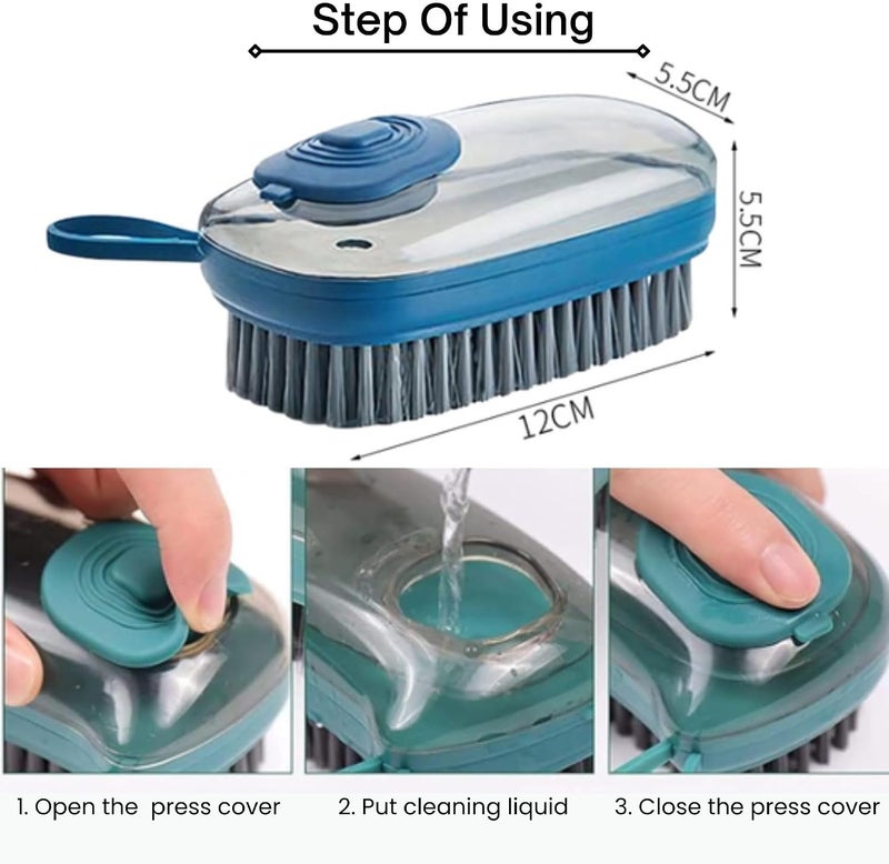 Eotia Soap Dispensing Shoe Cleaning Brush 2 Pack with Handle – Multipurpose Scrub Brush for Clothes, Tiles, Kitchen, Bathroom – Heavy Duty Bristles – Refillable – Multi-Color - Image 5