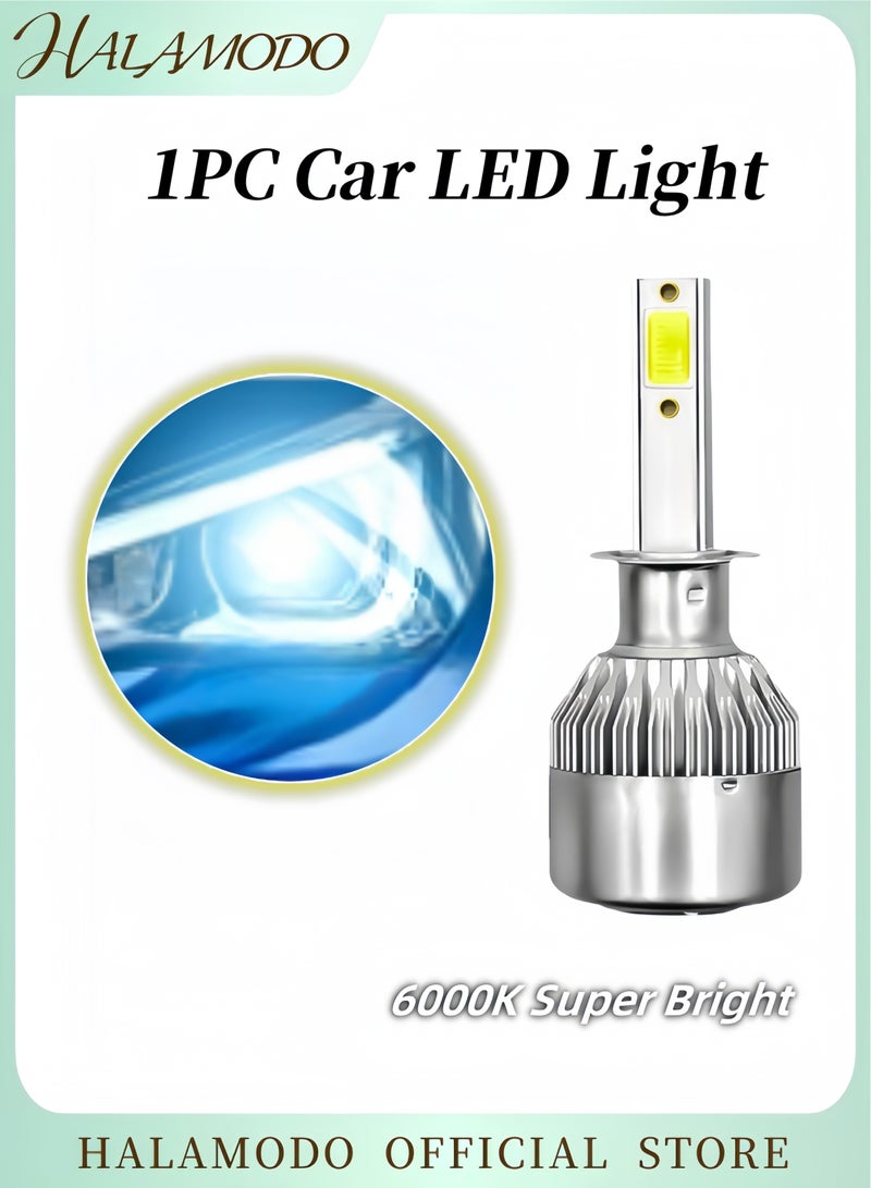 HALAMODO 1PCS H1 Car LED Light Super Bright Auto Headlight Bulb Waterproof Car Fog Light Auto Auxiliary Lighting Accessories Compatible with Most Car Models - Image 1