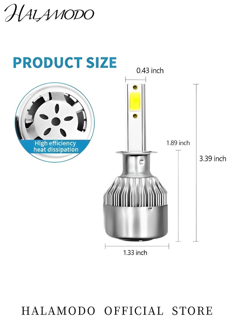 HALAMODO 1PCS H1 Car LED Light Super Bright Auto Headlight Bulb Waterproof Car Fog Light Auto Auxiliary Lighting Accessories Compatible with Most Car Models - Image 2