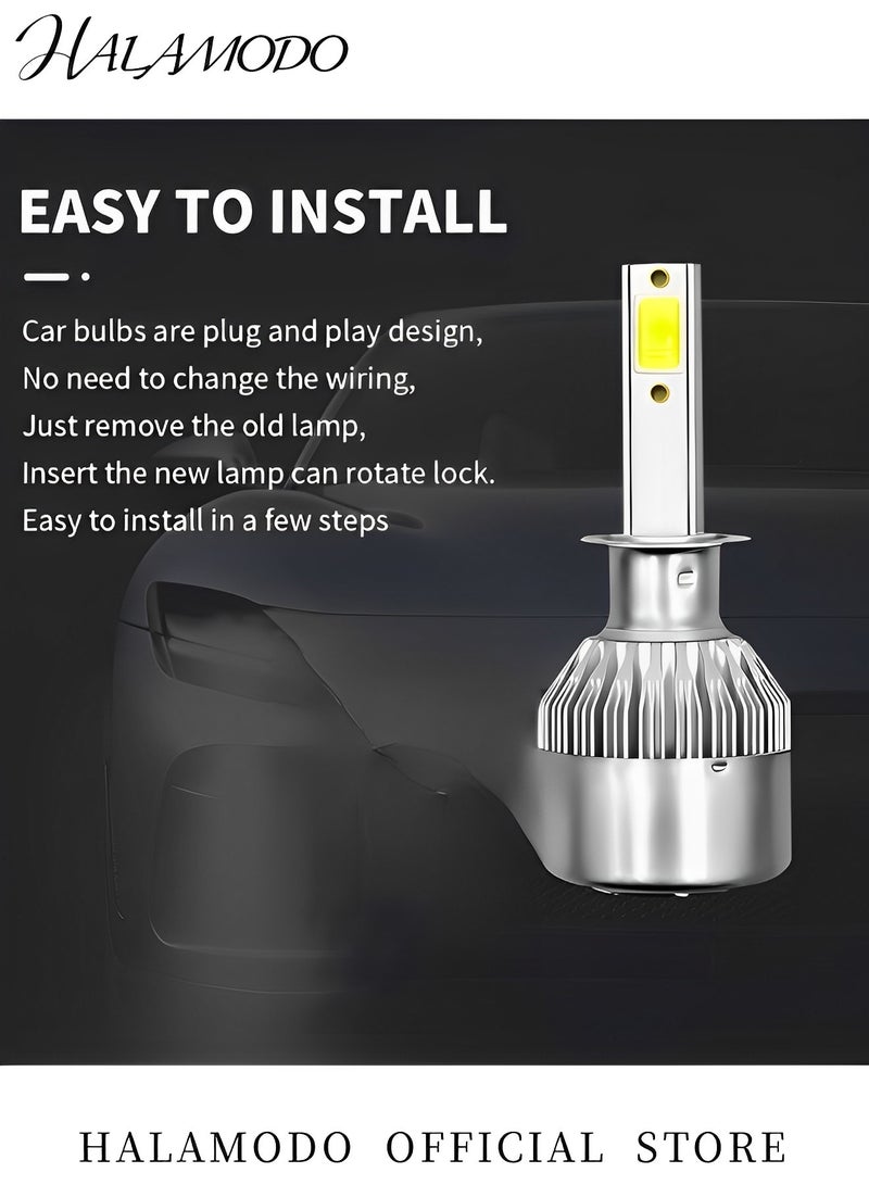 HALAMODO 1PCS H1 Car LED Light Super Bright Auto Headlight Bulb Waterproof Car Fog Light Auto Auxiliary Lighting Accessories Compatible with Most Car Models - Image 4
