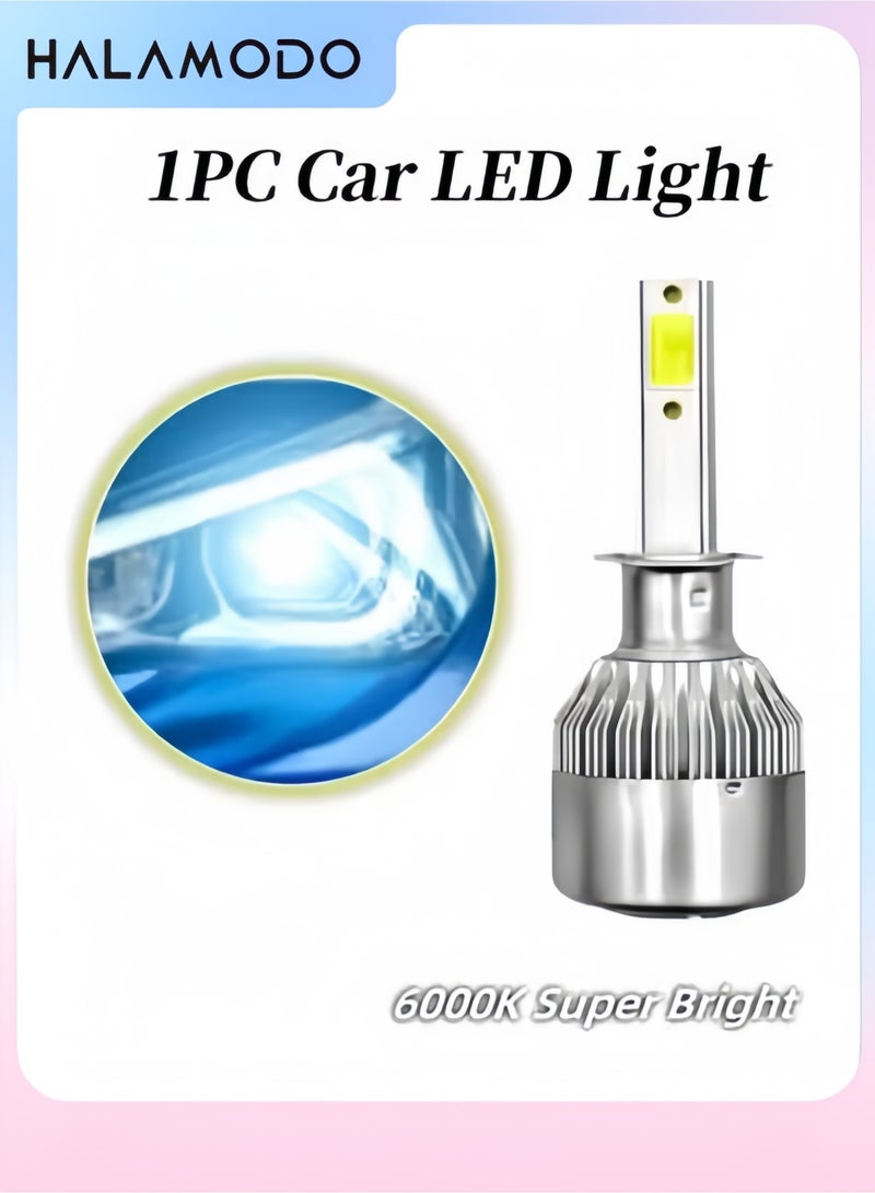 1PCS H1 Car LED Light Super Bright Auto Headlight Bulb Waterproof Car Fog Light Auto Auxiliary Lighting Accessories Compatible with Most Car Models - Image 1
