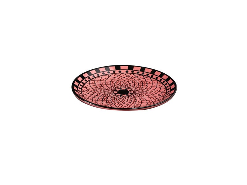 Caffeine Ceramic Handmade Pink Flora Pattern Plates 7 inch Set of 8 - Image 4