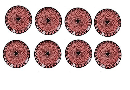 Caffeine Ceramic Handmade Pink Flora Pattern Plates 7 inch Set of 8 - Image 1